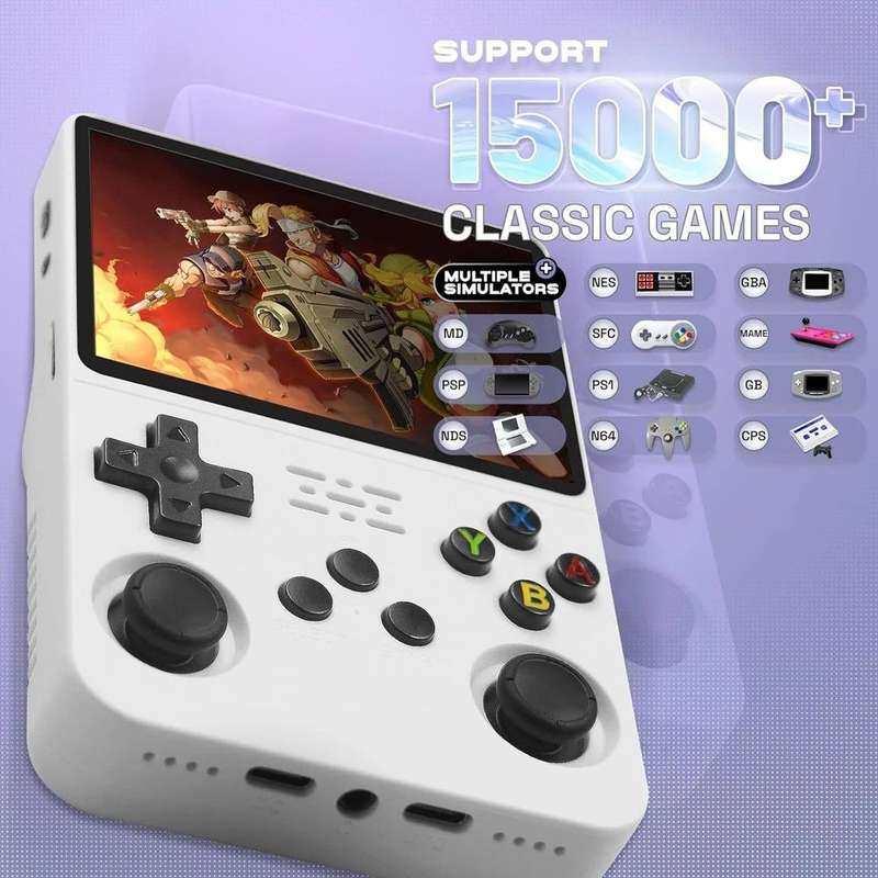 R36S - Retro Handheld Gaming Console With Multiple Simulators - White