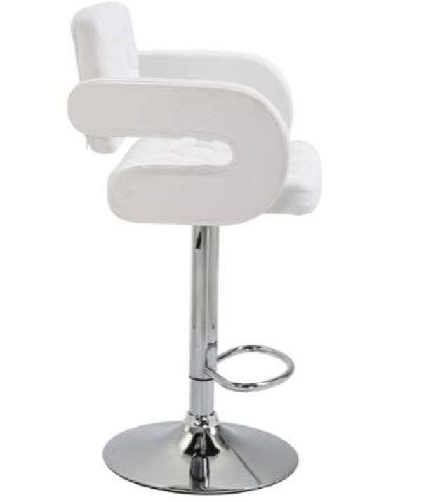 White Luxury Leather Barstool With Chrome Base
