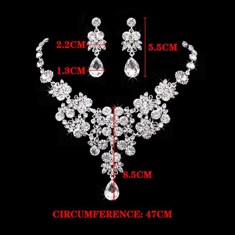 Jacaranda Rhinestone Crystal Bride Statement Jewelry Set For Women