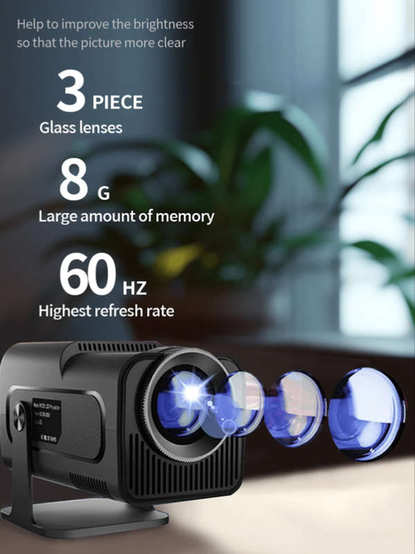 HY320 -180 Rotatable Home Theatre Projector With WiFi 6 Technology -Black