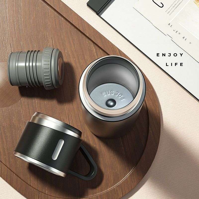 500ml Stainless Steel Vacuum Flask Gift Set with 3 Mugs