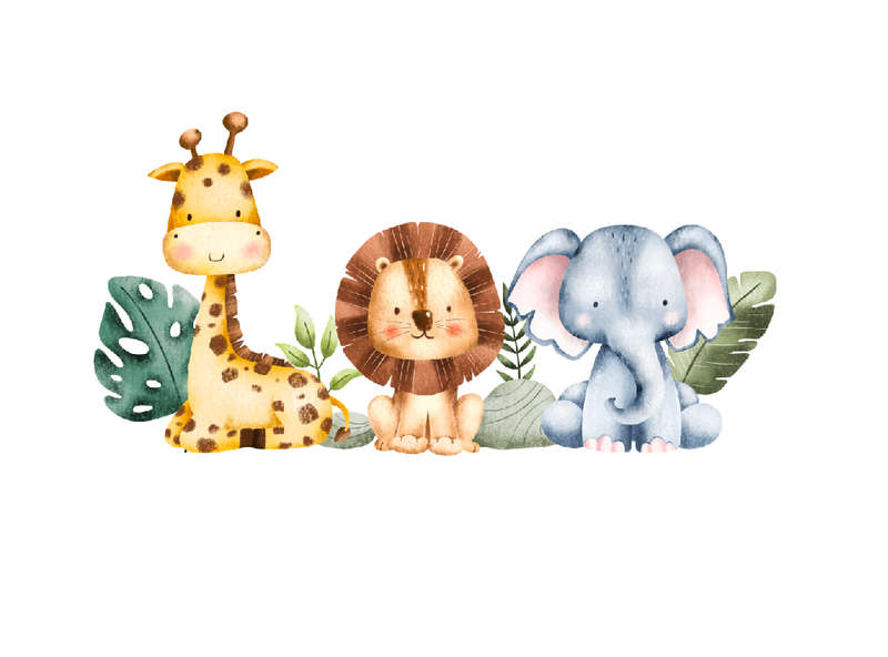 Safari Animals Wall Vinyl Sticker - Wall Vinyl - Nursery Room / Kids Room Wall Art - Safari Animals