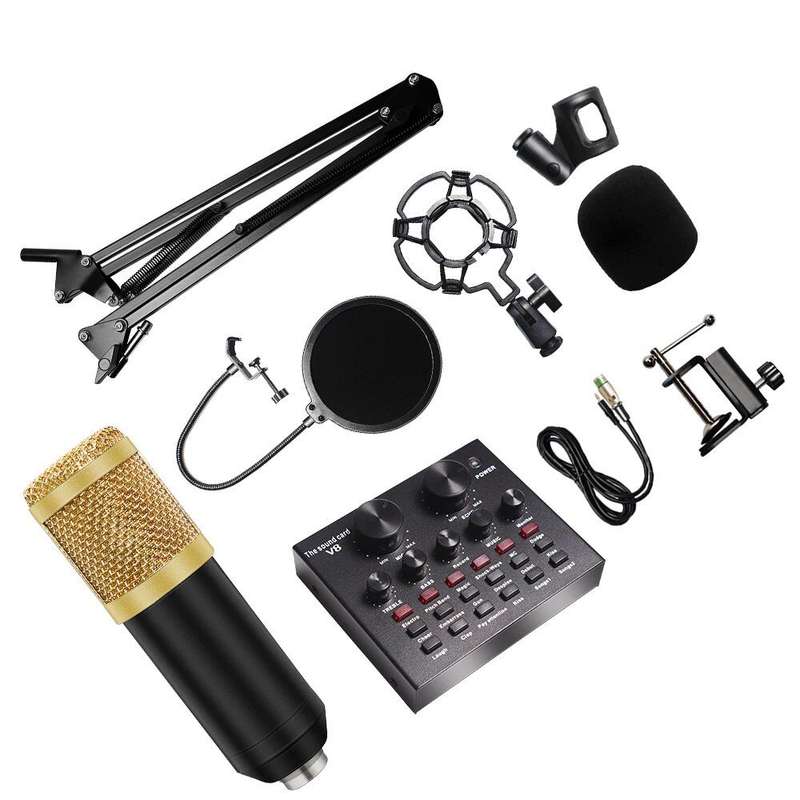 ANDOWL Audio Card Mic8 Microphone Sound Card Set