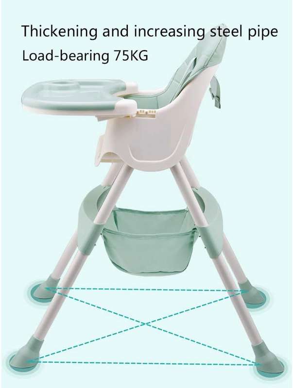 Baby Dining Chair Children Multifunctional Foldable High Chair-Green