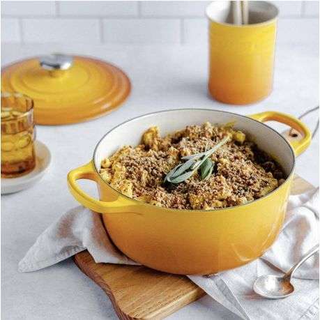 Authentic 7 Piece Cast Iron Dutch Oven Cookware Pot Set - Yellow