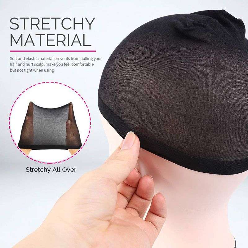 3 Pack Elastic Wig Grip Headband Mesh Wig Cap Nylon Wig Caps - Black