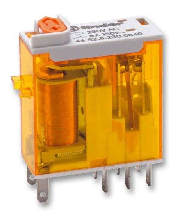 Finder (46.52.9.012.0040) General Purpose Relay, Power, DPDT, 12 VDC, 8 A