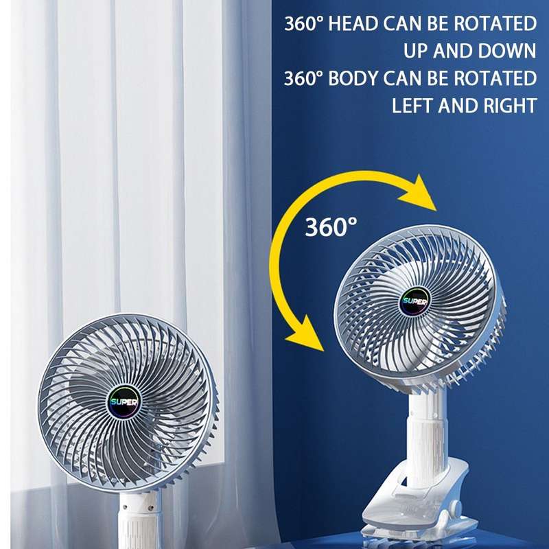 Portable Type C Rechargeable Desktop Clamp Fan