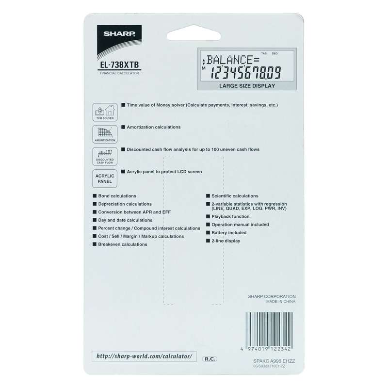 Sharp - EL-738XTB Business and Financial Calculator