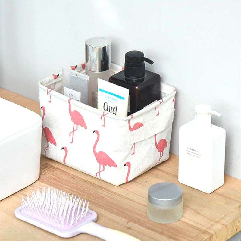 Set of 3 Small Cotton Linen Foldable Storage Containers - Black