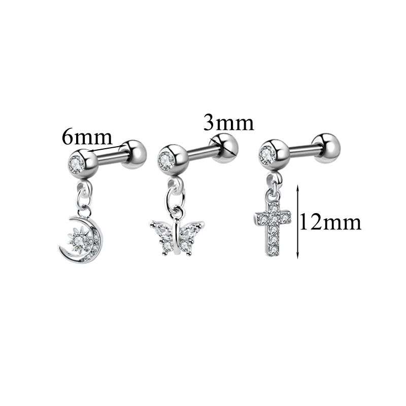 15 Pieces 16G Cartilage Earring Steel Cartilage Stud Earring Hoop Set