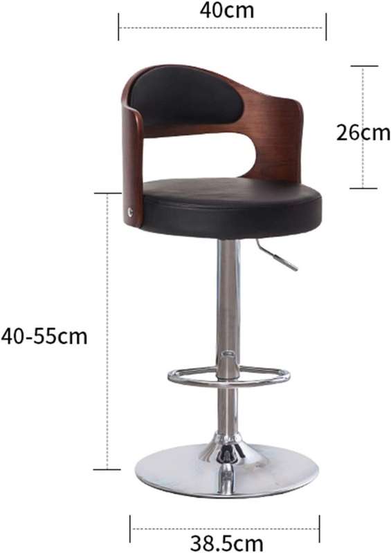 Bar Stool Chair with Metal Height and Leather / Wood