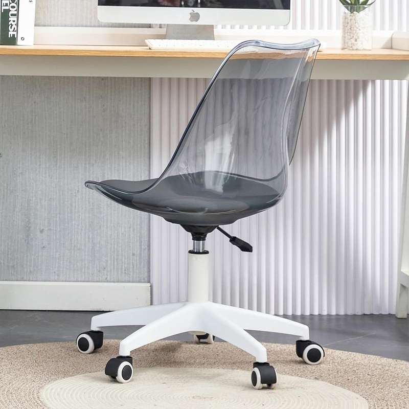 Transparent Office Chair with Colored Seat Pad  - Transparent, Black