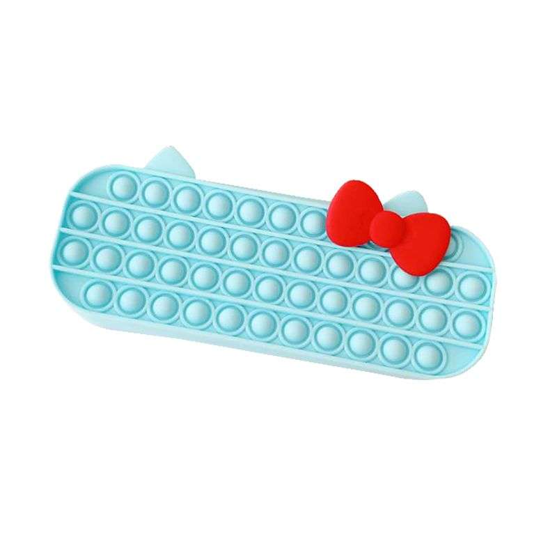 Pencil Case With Zipper Push Pop Bubble Fidget Toy - Black