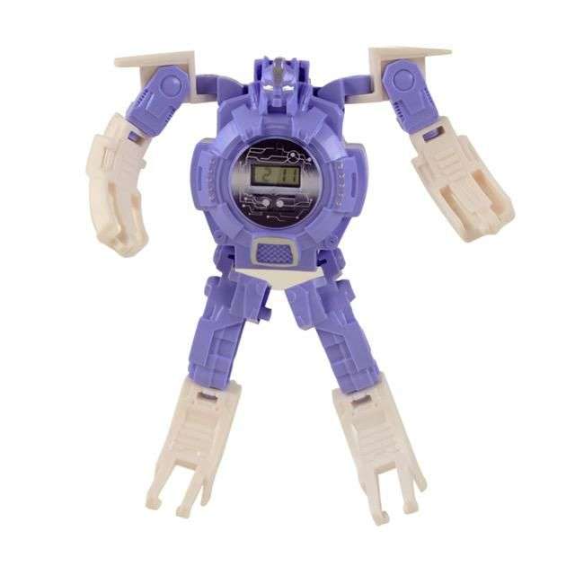 Deformation Robot Action Transformation Wristwatch Toy Kids Robot Watch - Purple/Orange