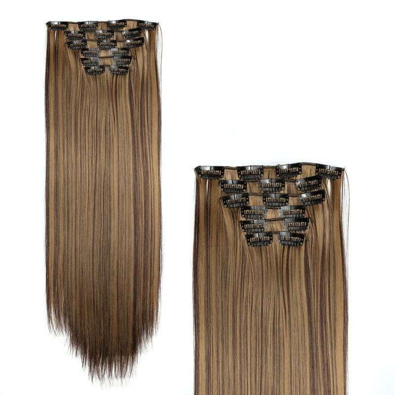 6 Pcs 16 Clips 23inch Straight Wig Hair Extensions For Women