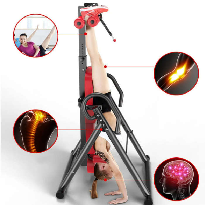 Adjustable Folding Full Body Fitness and Inversion Back Stretching Machine - Red