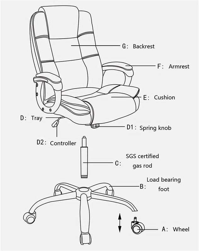 Executive Office Chair - PU Leather - Brown Colour