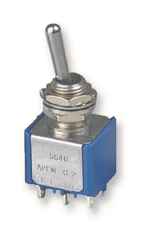 Apem (5632A) Toggle Switch, Miniature, On-(On), SPDT, Non Illuminated