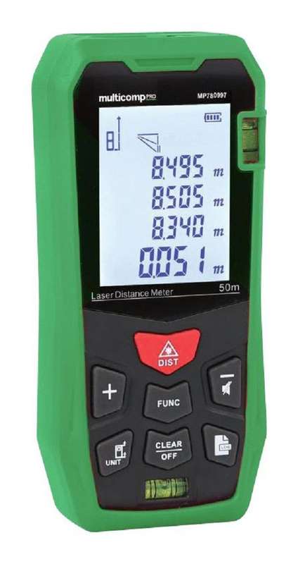 Multicomp Pro (MP780997) Laser Distance Meter, 2" Display, 50m, 2mm, LCD