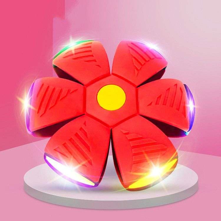 Magic Flying Football Flat Throw Soccer Ball Toy Game With LED Lights - Red