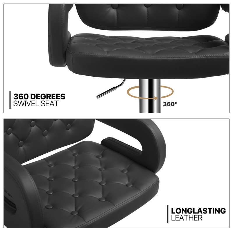 Bar Stools - Luxury Leather Barstools with Chrome Base - Black Colour