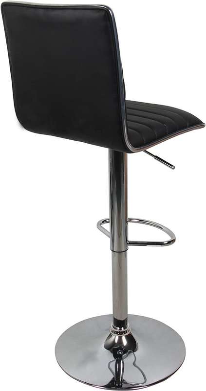 Adjustable Swivel Bar Stools-Faux Leather with High Backrest - Set of 2 - Black Colour