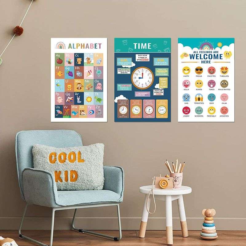 18pcs Preschool Educational Learning Posters for Kids Toddlers