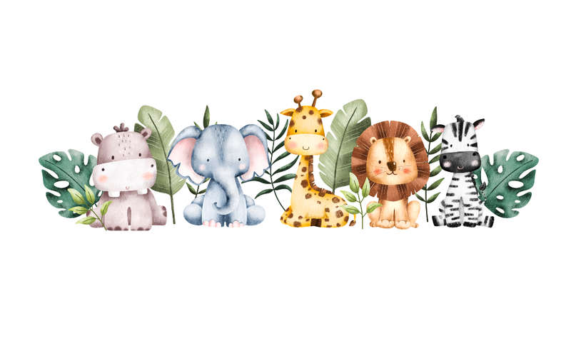 Safari Wall Vinyl Sticker - Nursery Room Wall Sticker - Safari Theme - Self Adhesive