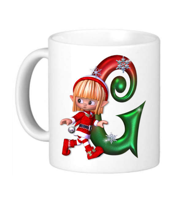 Christmas Elf Monogram - Letter G - Coffee Mug