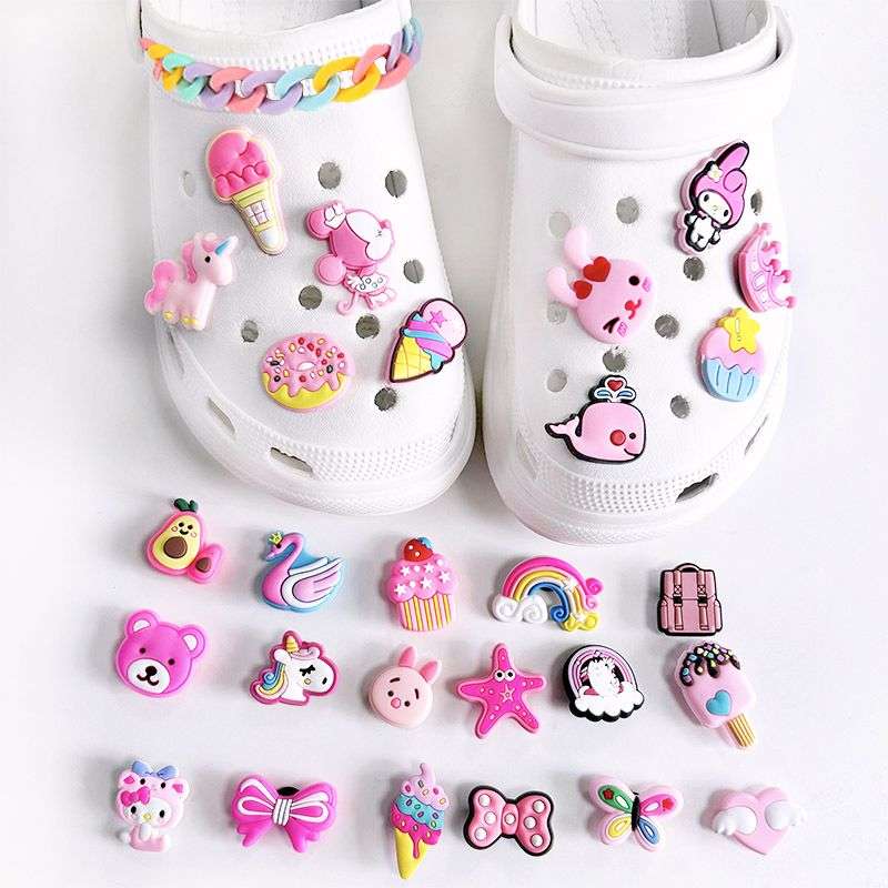 102pcs PVC Mixed Shoe Charms For Shoe Decorations With Chains