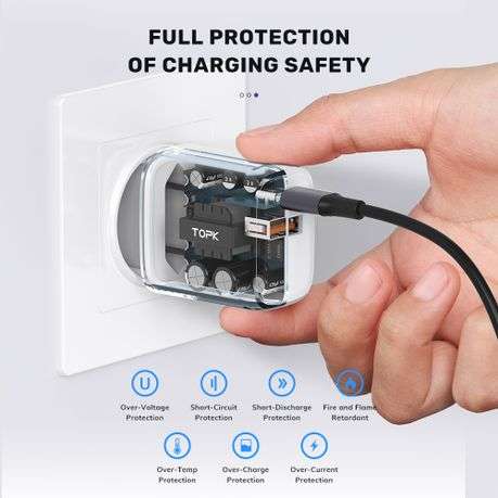 TOPK PD 20W & QC3.0 18W, 2 -Port USB and USB C Wall Charger