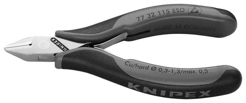 Knipex (77 32 115 ESD) Cutter, ESD, Diagonal, Diagonal, 1.3 mm, 62 °
