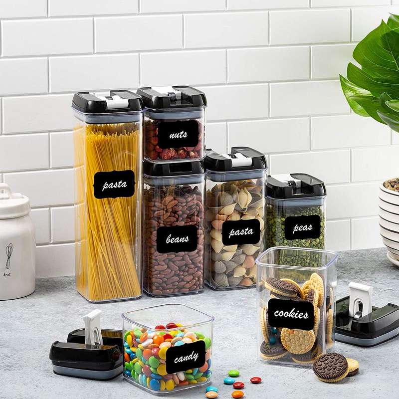 7 Pieces Air Tight Food Storage Containers - Black