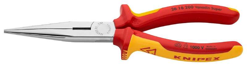 Knipex (26 16 200) Snipe Nose Side Cutting Plier, 200mm