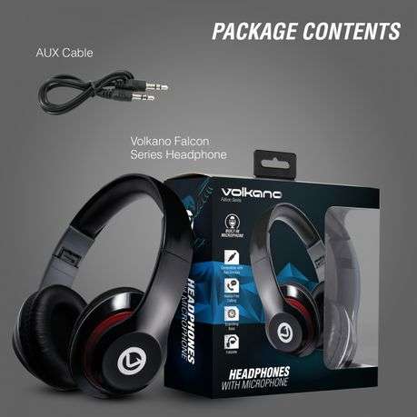 Volkano Falcon Series Wired Aux Headphones with Mic