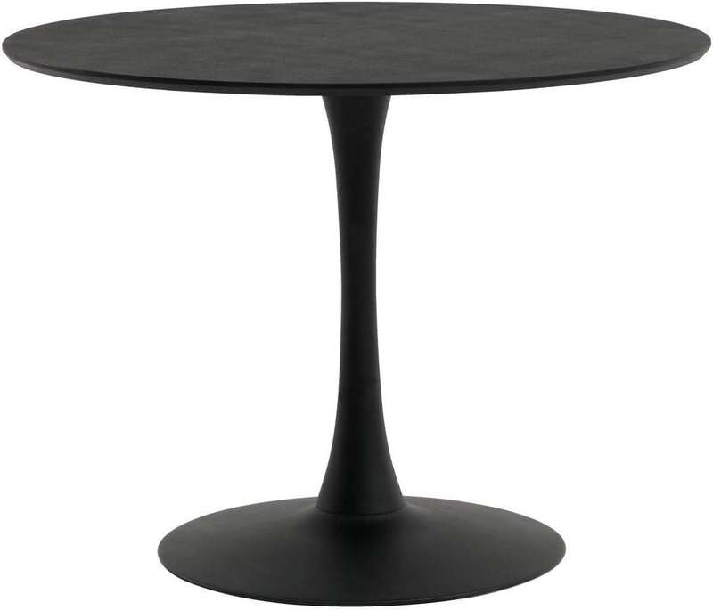 Round Dinning Table-Black/White - Black