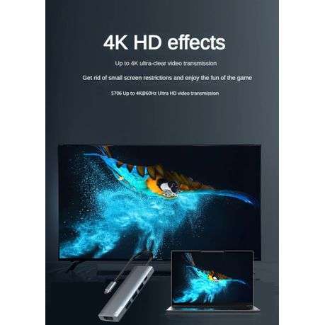 Lenovo - S705 - 100W Multi-Port USB-C Hub With 4K HDMI Display - Grey