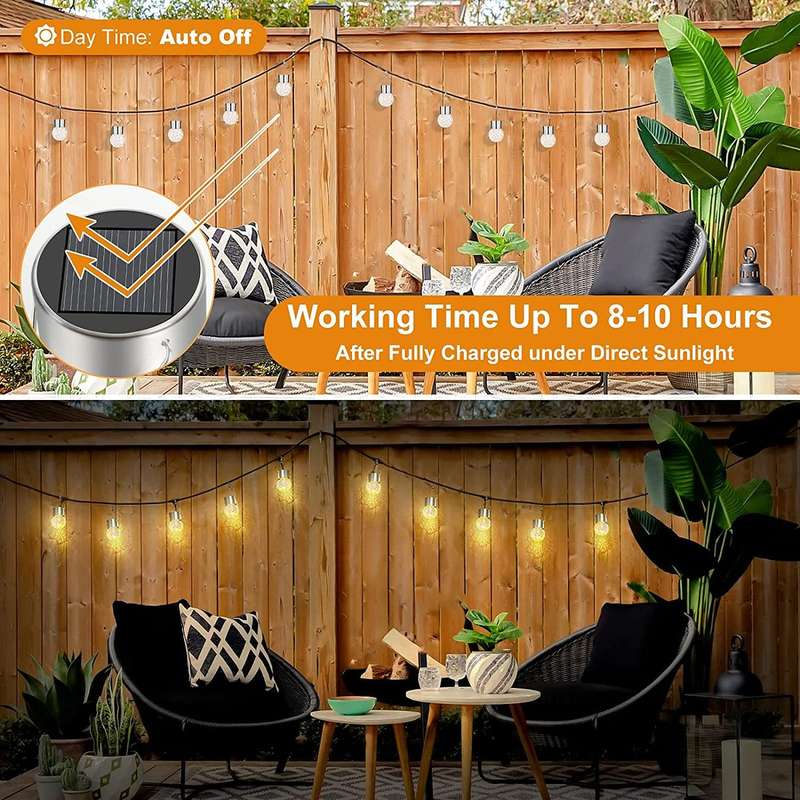 Set of 4 Outdoor Hanging Solar Lights,Cracked Glass Solar LED Lights