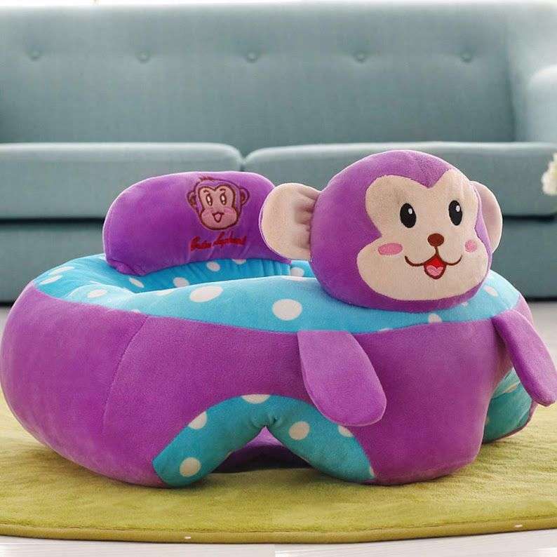 Baby Kids Support Seat Cute Cartoon Sit Up Soft Chair - Purple