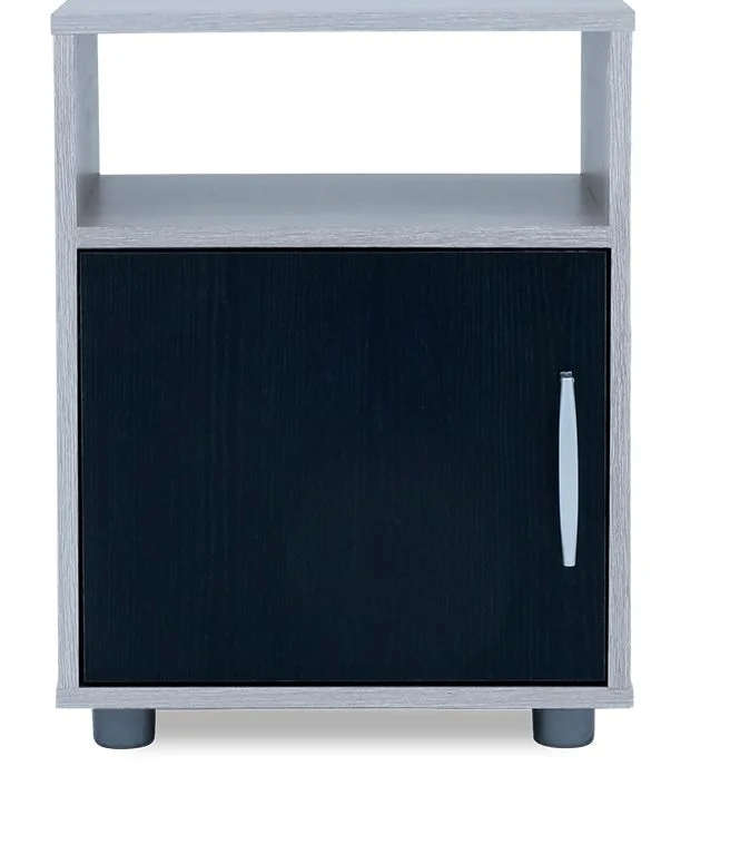 Modern Pedestal/Nightstand - 1-Drawer and 1-Shelf - Brown, Black