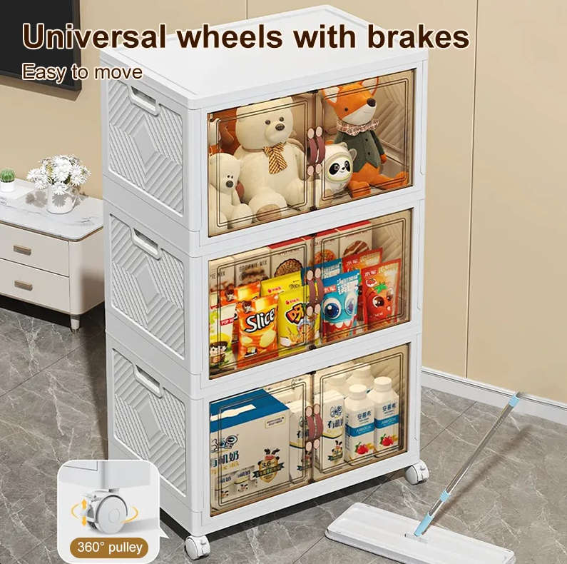 5-Layer Multi-Functional Stackable Cabinet Storage Box With Wheels
