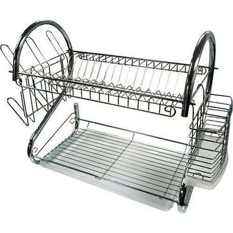 2 Layer Steel Tableware & Dish Rack with Cups and Cutlery Holders (PLEASE READ DESCRIPTION)