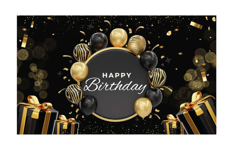 Birthday Banner / Back Drop - Black and Gold