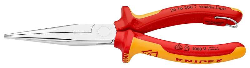 Knipex (26 16 200 T) Plier, Snipe Nose, 200mm Length