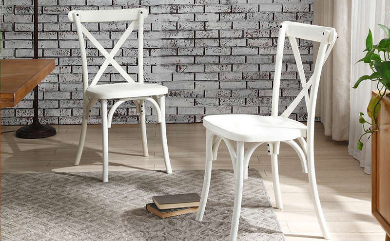 Classic Cross Back Dining Chair - 2 Pack - White
