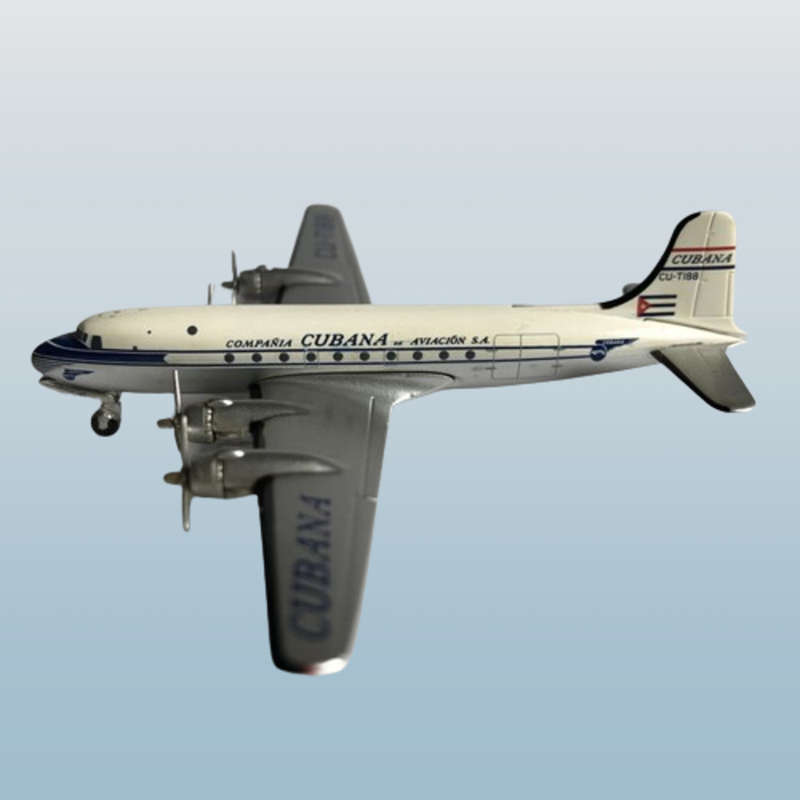 1:400 Scale, Cubana Airlines, Douglas DC-4, Diecast Alloy Display Model
