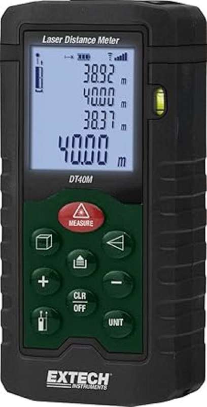 Extech (DT40M) Laser Distance Meter, 0.05m to 40m, 2mm, LCD