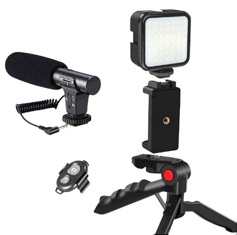 Vlogging Kit for Video Making, Mic, Mini Tripod Stand, LED Light plus Remote ( Youtube or TikTok )