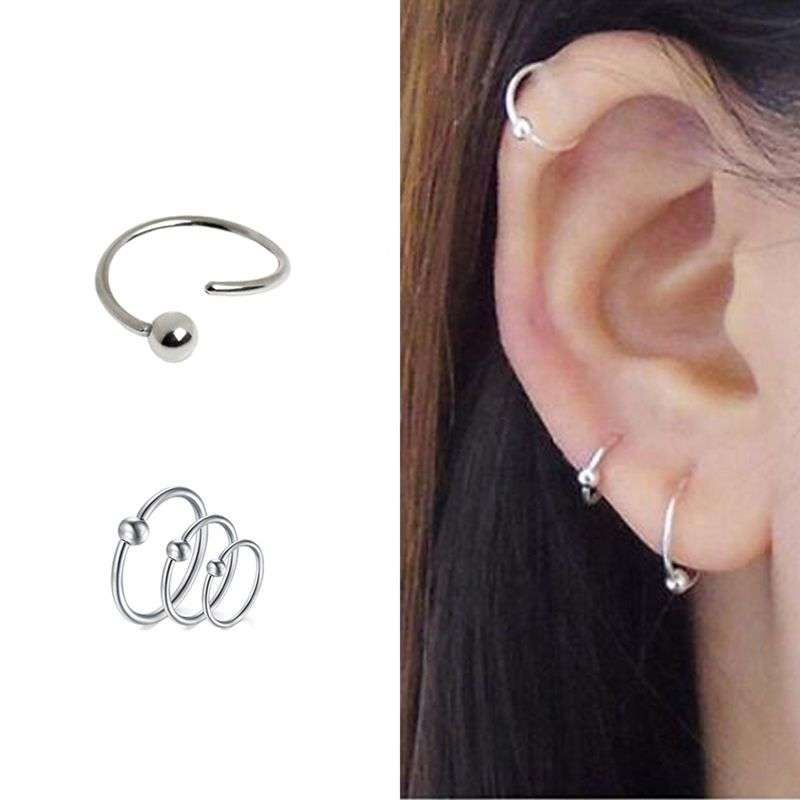 15 Pieces 16G Cartilage Earring Steel Cartilage Stud Earring Hoop Set